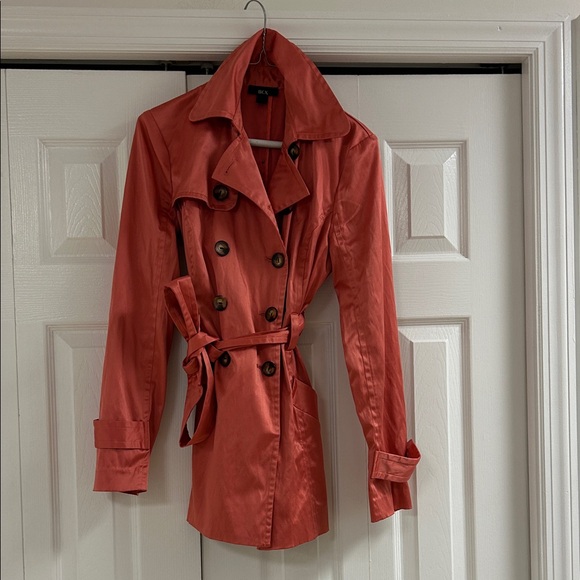 BCX Jackets & Blazers - BCX Women's Vibrant Coral Trench Coat